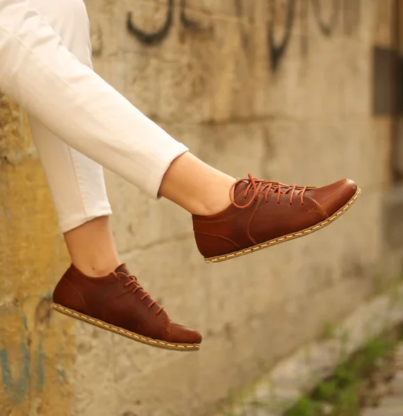 Women Handmade Brown Barefoot Sneakers