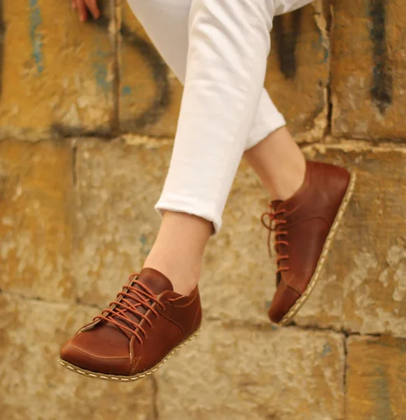 Women Handmade Brown Barefoot Sneakers