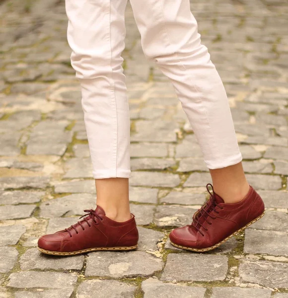 Women Handmade Burgundy Barefoot Sneakers