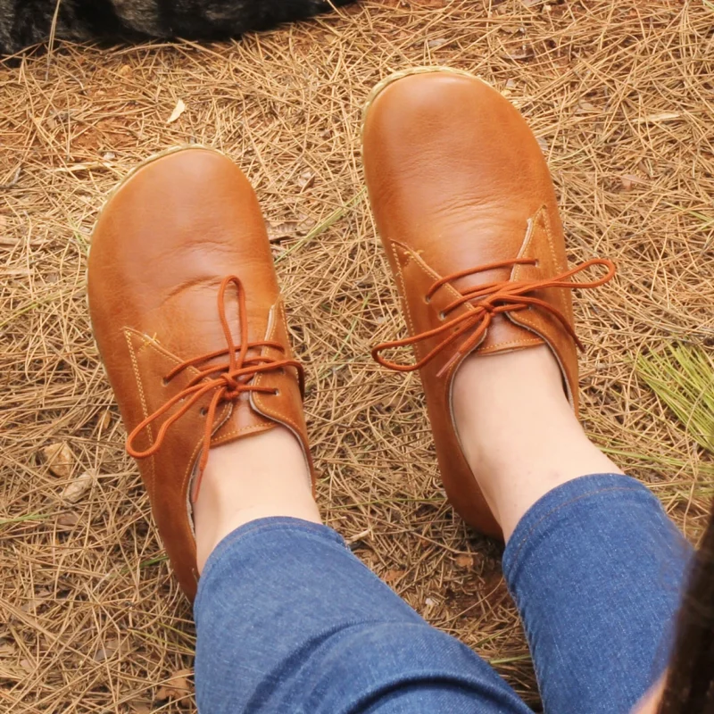 Women Handmade Classic Brown Barefoot Oxfords