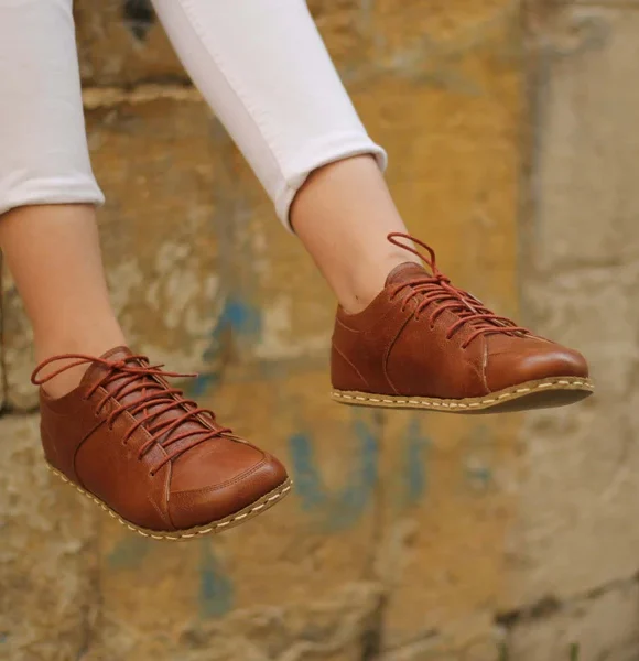 Women Handmade Classic Brown Barefoot Sneakers