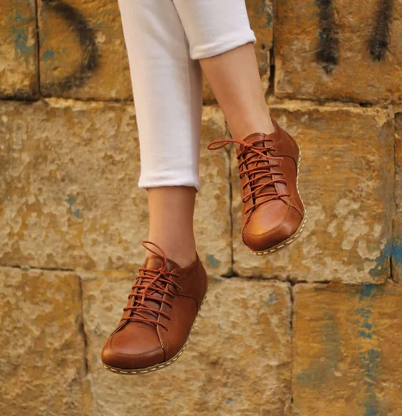 Women Handmade Classic Brown Barefoot Sneakers