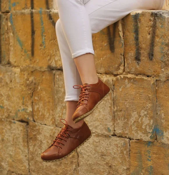 Women Handmade Classic Brown Barefoot Sneakers