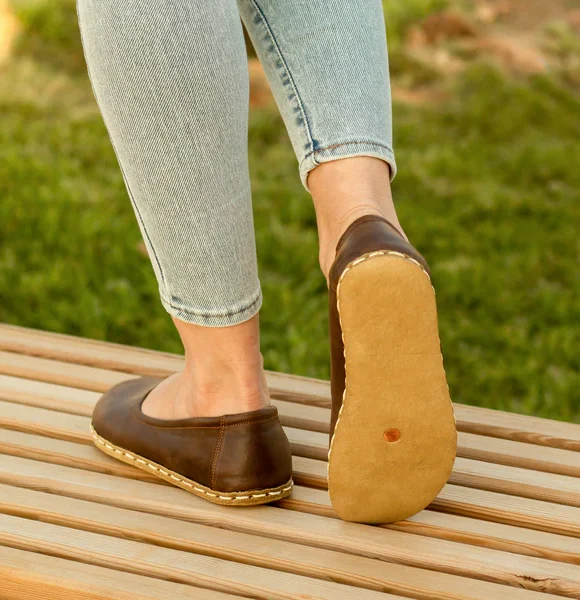 Handmade Women Coffee Brown Barefoot Ballet Flats