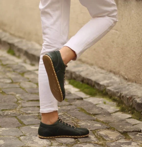 Women Handmade Dark Green Barefoot Sneakers