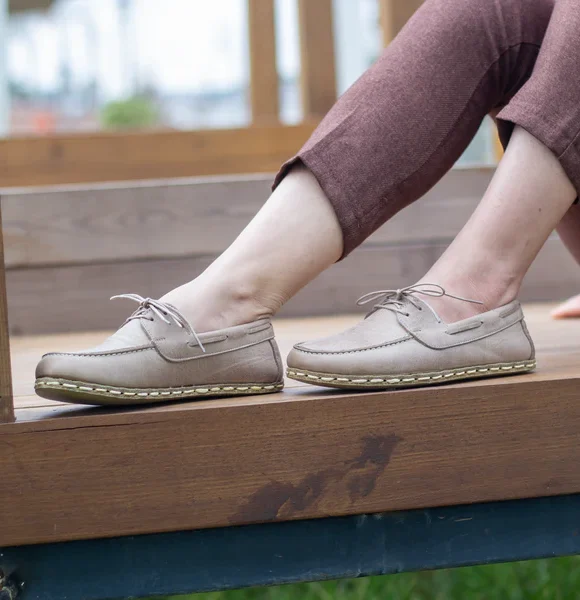 Women Handmade Light Brown Barefoot Boat Shoes