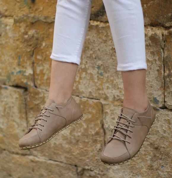 Women Handmade Light Brown Barefoot Sneakers