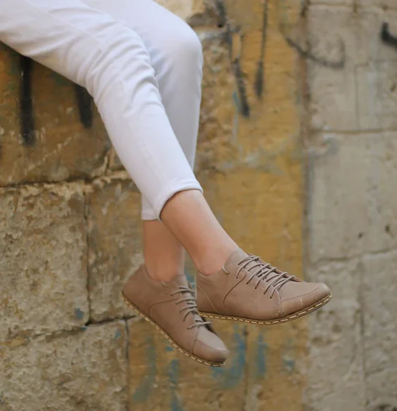 Women Handmade Light Brown Barefoot Sneakers