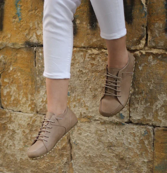 Women Handmade Light Brown Barefoot Sneakers