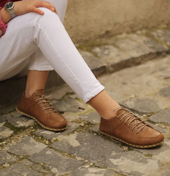 Women Handmade Matte Brown Barefoot Sneakers