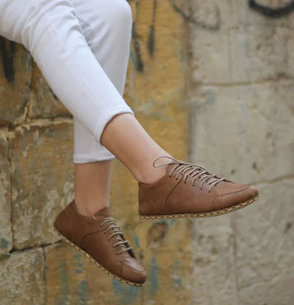 Women Handmade Matte Brown Barefoot Sneakers