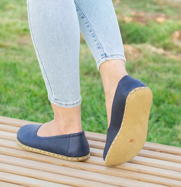 Handmade Women Navy Blue Barefoot Ballet Flats