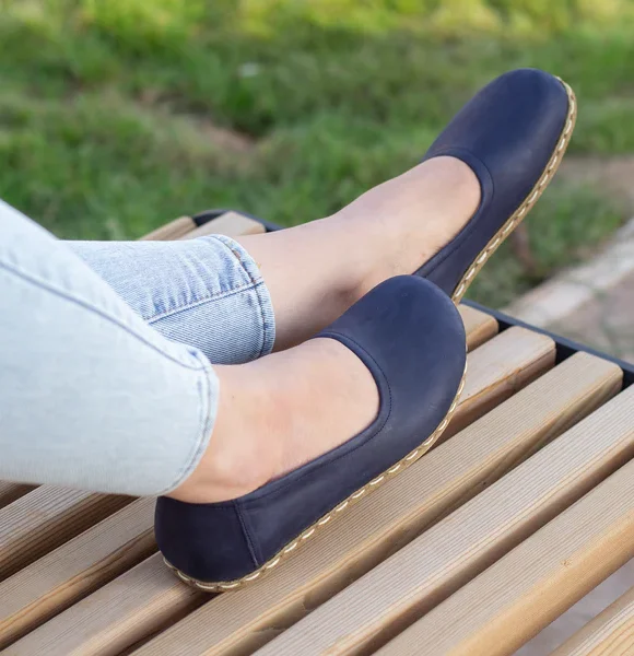 Handmade Women Navy Blue Barefoot Ballet Flats