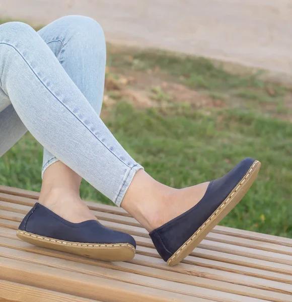 Handmade Women Navy Blue Barefoot Ballet Flats