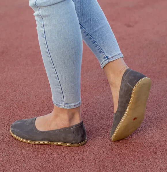 Handmade Women Gray Nubuck Barefoot Ballet Flats