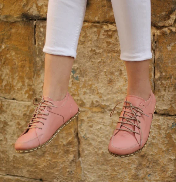 Women Handmade Pink Barefoot Sneakers