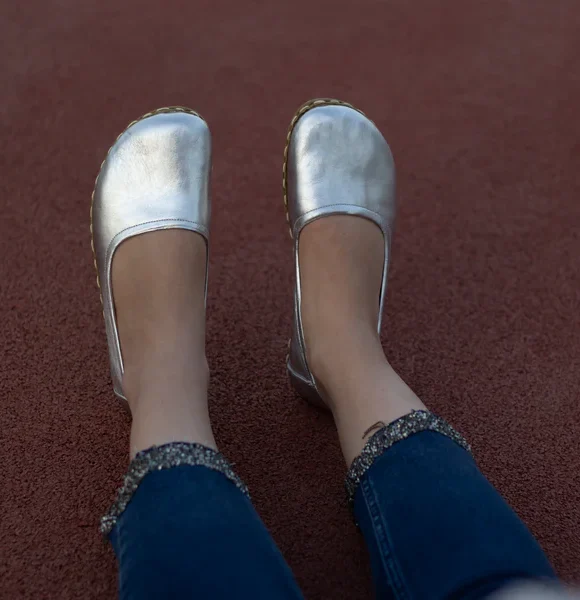 Handmade Women Silver Barefoot Ballet Flats