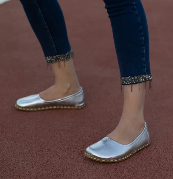 Handmade Women Silver Barefoot Ballet Flats