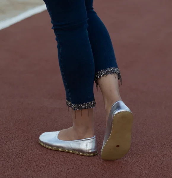 Handmade Women Silver Barefoot Ballet Flats