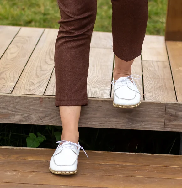 Women Handmade White Barefoot Boat Shoes