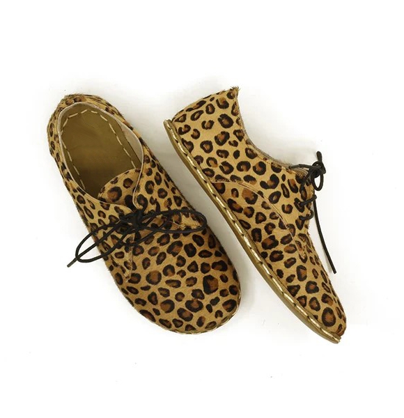 Yellow Leopard Print Barefoot Oxford Shoes