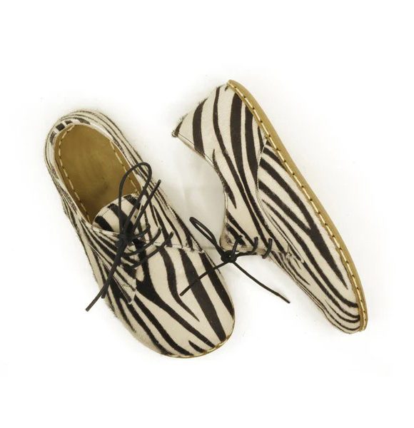 Women Handmade Zebra Print Barefoot Oxfords