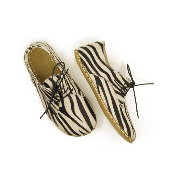 Women Handmade Zebra Print Barefoot Oxfords