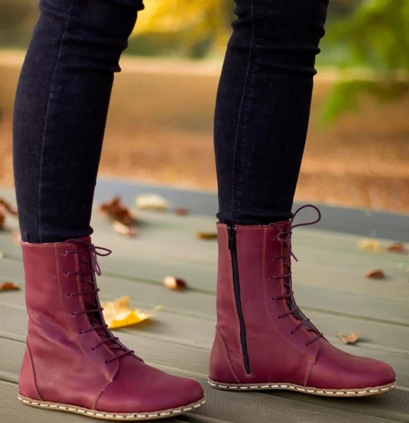 Women-Handmade-Burgundy-Barefoot-Boots