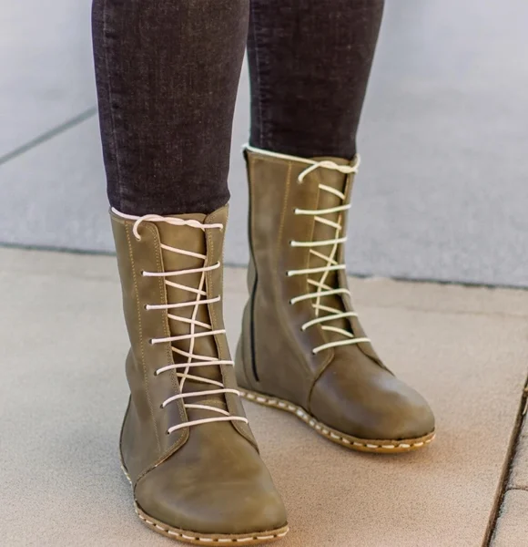 Women-Handmade-Green-Barefoot-Boots