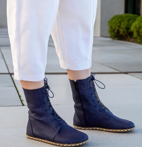 Handmade-Navy-Blue-Barefoot-Boots