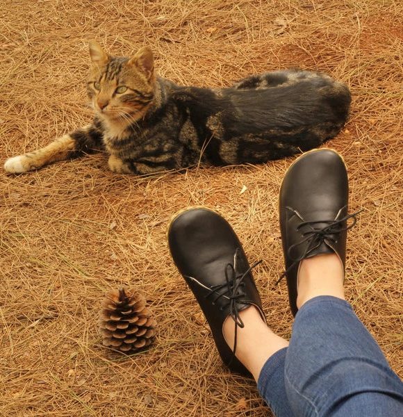 Women Handmade Black Barefoot Oxfords