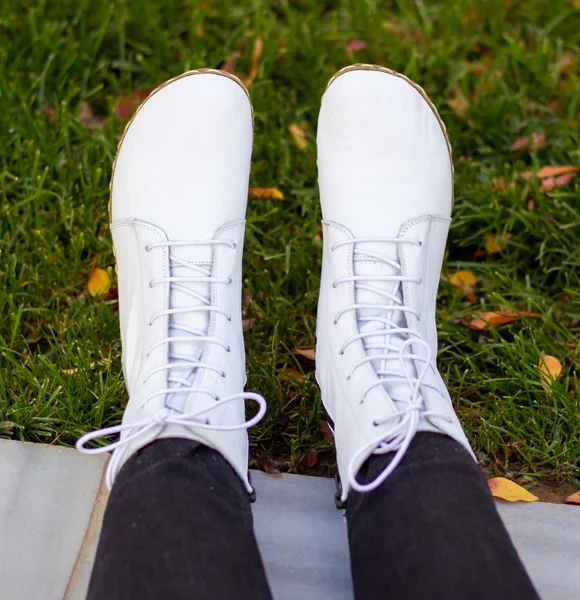 CHIC WITH Women Handmade White Barefoot Boots