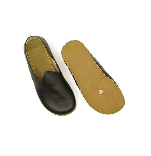 Women Handmade Black Turkish Slip On Shoes