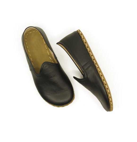 Women Handmade Black Turkish Slip On Shoes