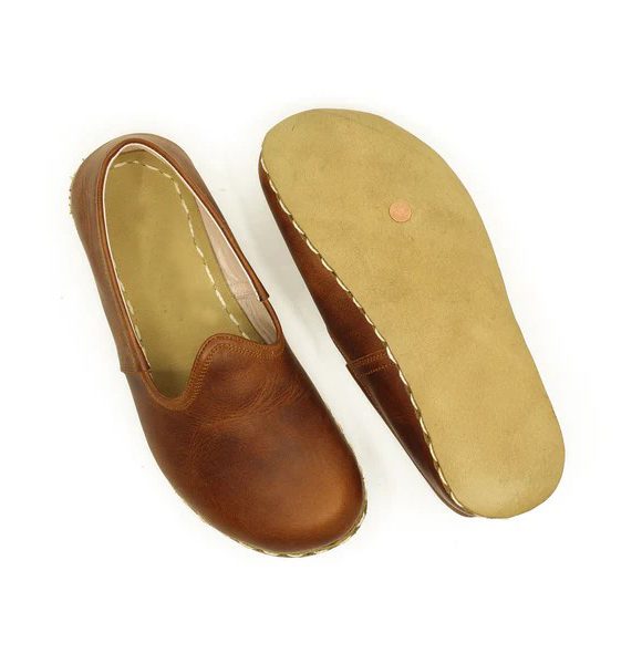 Women Handmade Brown Turkish Slip On Shoes