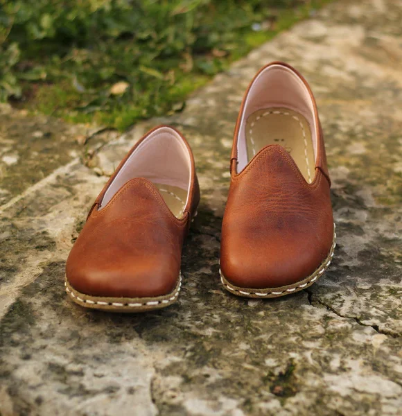 Women Handmade Brown Turkish Slip On Shoes