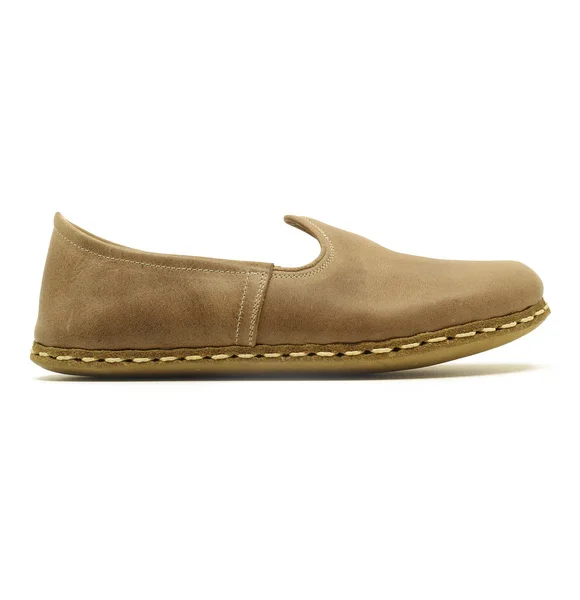 Women Handmade Light Brown Turkish Slip On Shoes