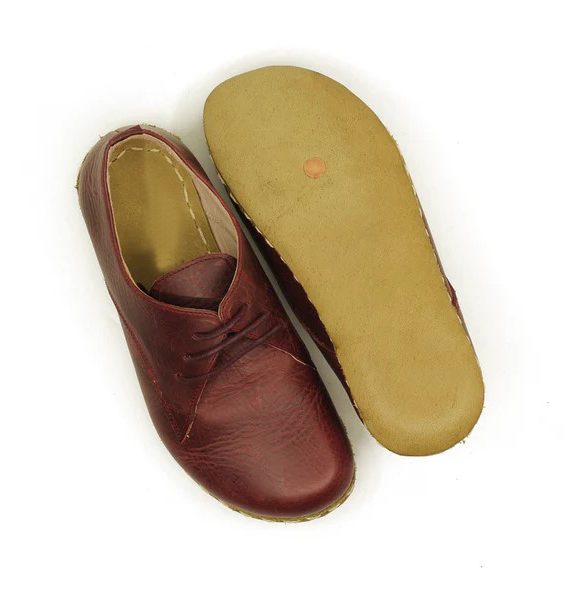 Women Handmade Burgundy Barefoot Oxfords