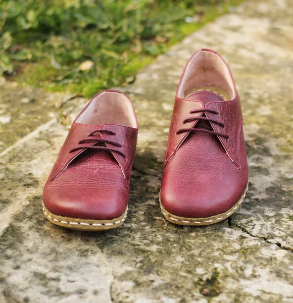 Women Handmade Burgundy Barefoot Oxfords