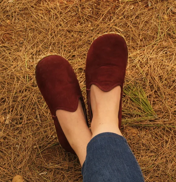 Burgundy Nubuck Barefoot Slip On Shoes
