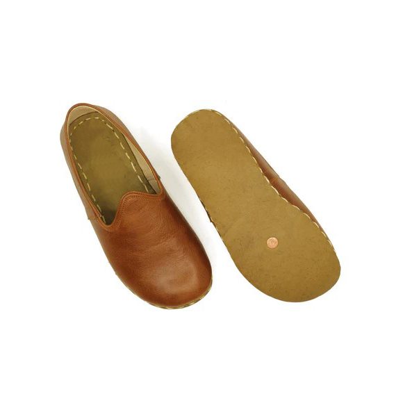 Women Handmade Classic Brown Turkish Slip On Shoes