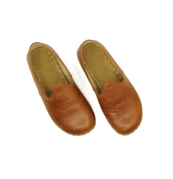 Women Handmade Classic Brown Turkish Slip On Shoes