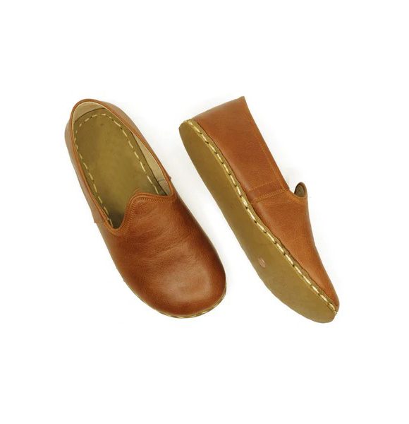 Women Handmade Classic Brown Turkish Slip On Shoes