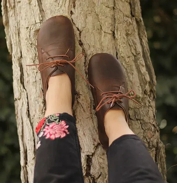 Women Handmade Coffee Brown Barefoot Oxfords