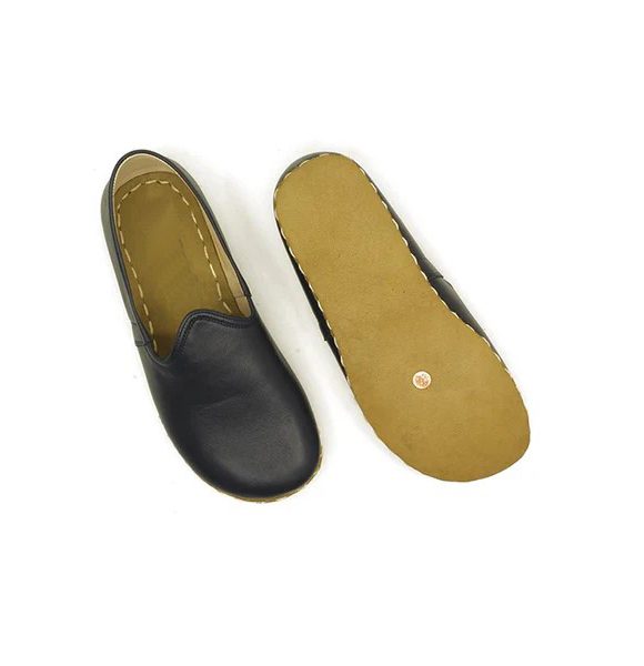 Women Handmade Dark Blue Turkish Slip On Shoes