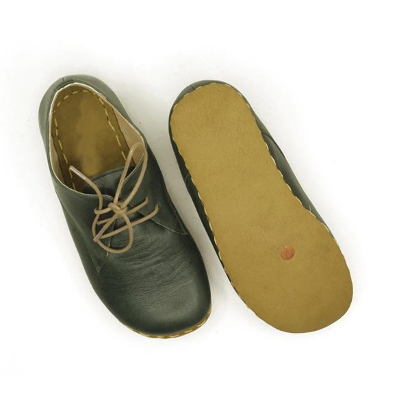 Women Handmade Dark Green Barefoot Oxfords