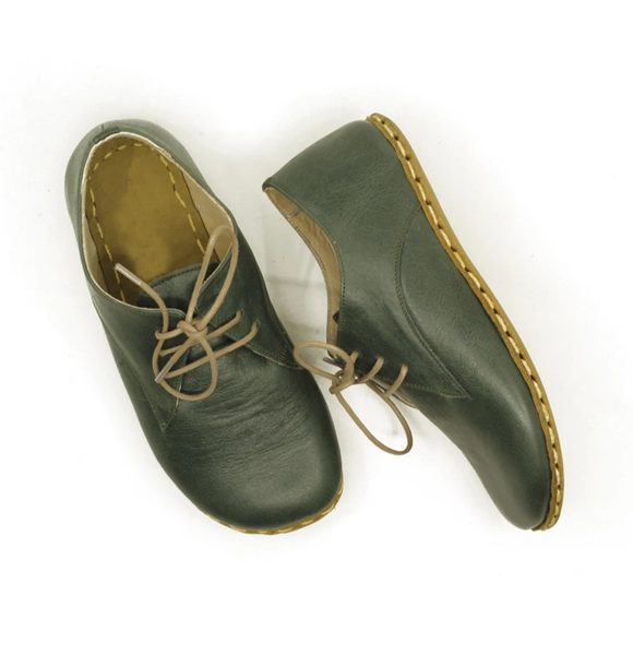 Women Handmade Dark Green Barefoot Oxfords