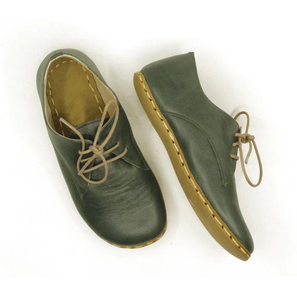 Women Handmade Dark Green Barefoot Oxfords