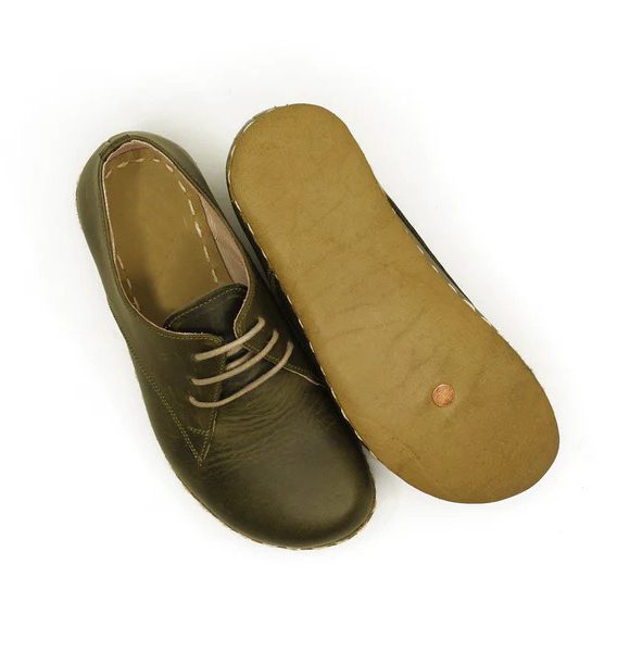 Women Handmade Green Barefoot Oxfords