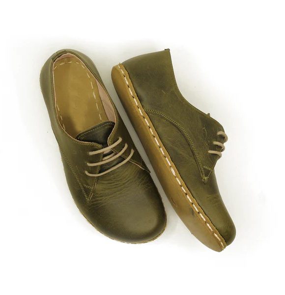 Women Handmade Green Barefoot Oxfords